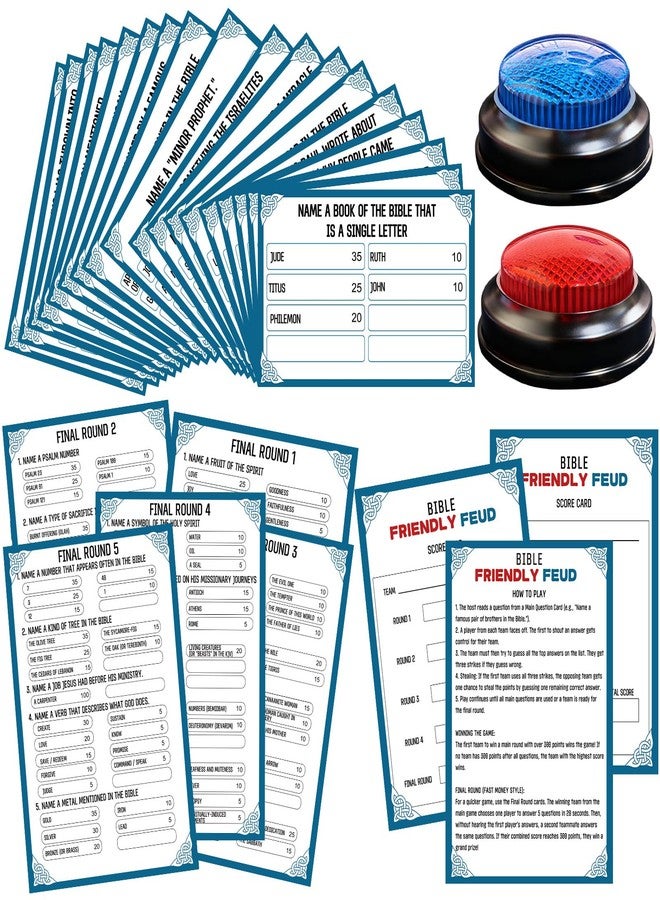 IIDEA Christian Bible Family Feud Game with 2 Buzzers,Religious Trivia Quiz Card Game for Church Groups,Easter Parties,Team Building & Family Game Night - Image 1